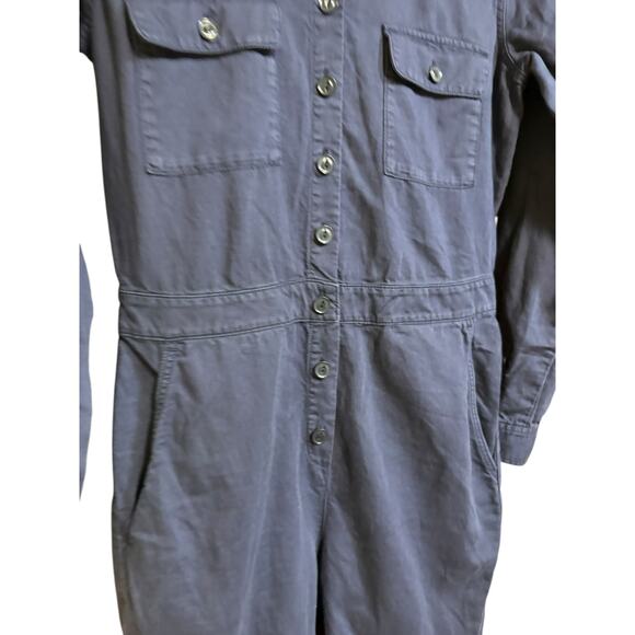 OUTERKNOWN S.E.A. Long Sleeve Navy Linen Cotton Blend Utility Jumpsuit - XS - Picture 4 of 13
